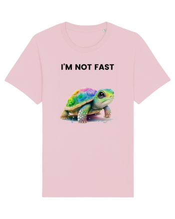 Broasca testoasa pictata in acuarela cu mesajul   I'm not fast Cotton Pink