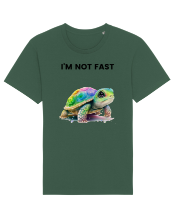 Broasca testoasa pictata in acuarela cu mesajul   I'm not fast Bottle Green
