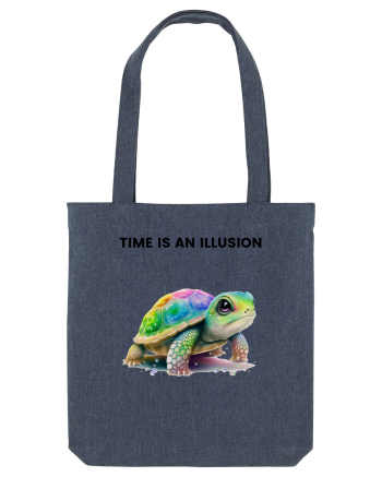Broasca testoasa pictata in acuarela cu mesajul  Time is an Illusion Midnight Blue