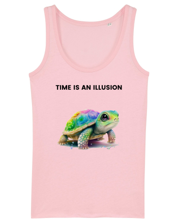 Broasca testoasa pictata in acuarela cu mesajul  Time is an Illusion Cotton Pink
