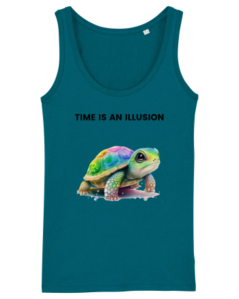 Broasca testoasa pictata in acuarela cu mesajul  Time is an Illusion Ocean Depth