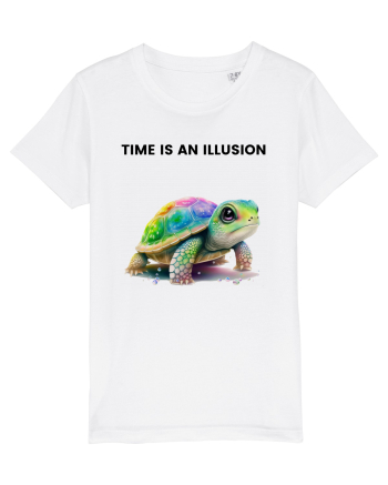 Broasca testoasa pictata in acuarela cu mesajul  Time is an Illusion White