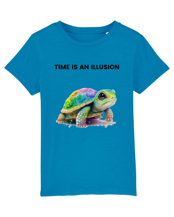 Broasca testoasa pictata in acuarela cu mesajul  Time is an Illusion Azur