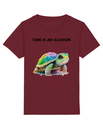 Broasca testoasa pictata in acuarela cu mesajul  Time is an Illusion Burgundy