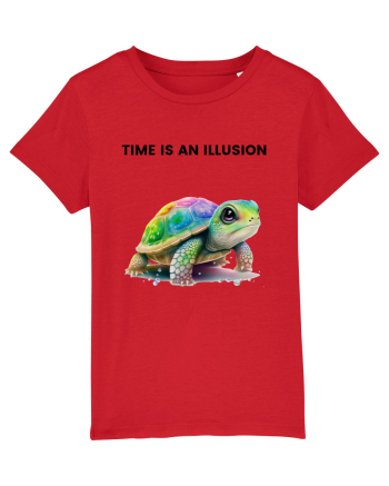 Broasca testoasa pictata in acuarela cu mesajul  Time is an Illusion Red