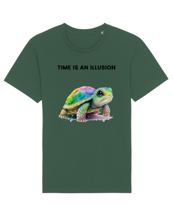 Broasca testoasa pictata in acuarela cu mesajul  Time is an Illusion Bottle Green