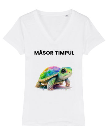 Broasca testoasa pictata in acuarela cu mesajul  Masor Timpul White