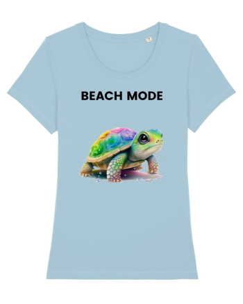 Broasca testoasa pictata in acuarela cu mesajul  Beach Mode Sky Blue