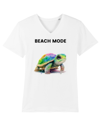 Broasca testoasa pictata in acuarela cu mesajul  Beach Mode White