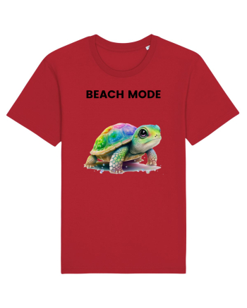 Broasca testoasa pictata in acuarela cu mesajul  Beach Mode Red