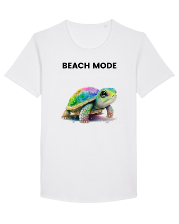 Broasca testoasa pictata in acuarela cu mesajul  Beach Mode White