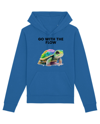 Broasca testoasa pictata in acuarela cu mesajul  Go with the Flow Royal Blue