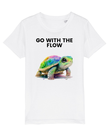 Broasca testoasa pictata in acuarela cu mesajul  Go with the Flow White