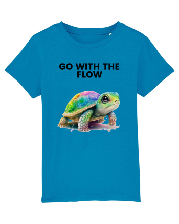 Broasca testoasa pictata in acuarela cu mesajul  Go with the Flow Azur