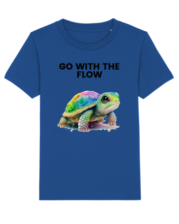 Broasca testoasa pictata in acuarela cu mesajul  Go with the Flow Majorelle Blue