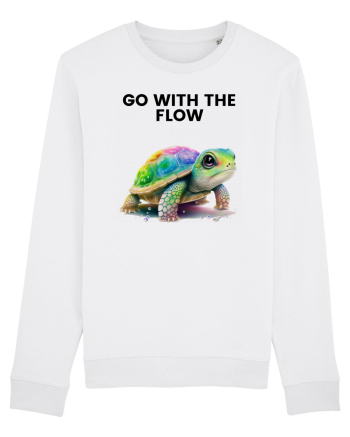 Broasca testoasa pictata in acuarela cu mesajul  Go with the Flow White