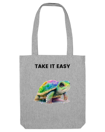 Broasca testoasa pictata in acuarela cu mesajul  Take it Easy Heather Grey