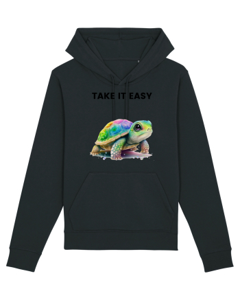 Broasca testoasa pictata in acuarela cu mesajul  Take it Easy Black
