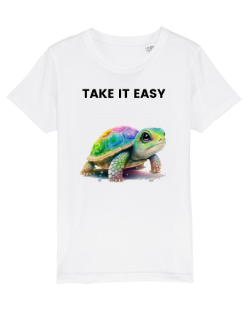 Broasca testoasa pictata in acuarela cu mesajul  Take it Easy White