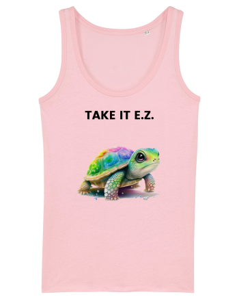 Broasca testoasa pictata in acuarela cu mesajul  Take it E.Z. Cotton Pink