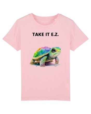 Broasca testoasa pictata in acuarela cu mesajul  Take it E.Z. Cotton Pink