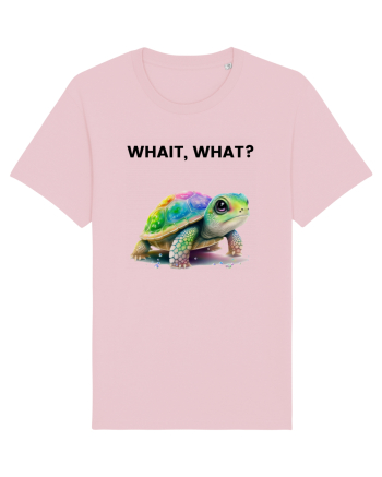 Broasca testoasa pictata in acuarela cu mesajul Wait, What? Cotton Pink