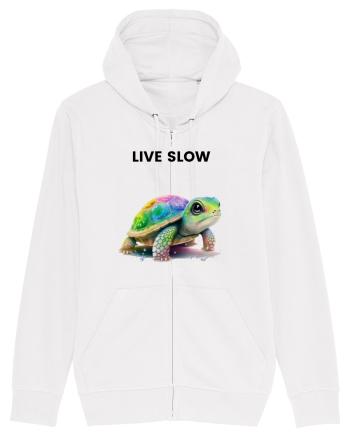 Broasca testoasa pictata in acuarela cu mesajul Live Slow White