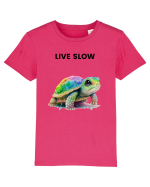 Broasca testoasa pictata in acuarela cu mesajul Live Slow Tricou mânecă scurtă  Copii Mini Creator