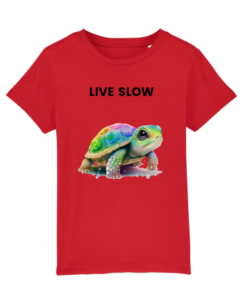 Broasca testoasa pictata in acuarela cu mesajul Live Slow Red