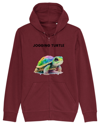 Broasca testoasa pictata in acuarela cu mesajul Jogging Turtle Burgundy