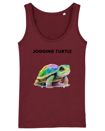 Broasca testoasa pictata in acuarela cu mesajul Jogging Turtle Burgundy