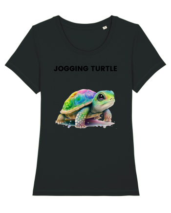Broasca testoasa pictata in acuarela cu mesajul Jogging Turtle Black
