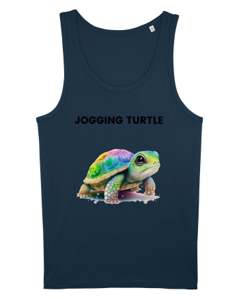 Broasca testoasa pictata in acuarela cu mesajul Jogging Turtle Navy