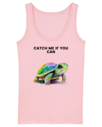 Broasca testoasa pictata in acuarela cu mesajul Catch Me If You Can Cotton Pink