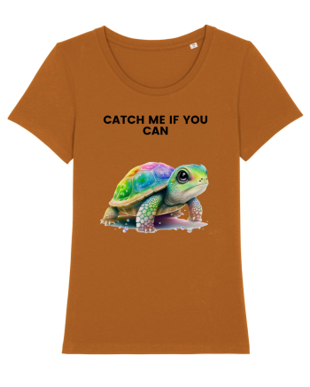 Broasca testoasa pictata in acuarela cu mesajul Catch Me If You Can Roasted Orange
