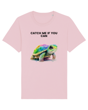 Broasca testoasa pictata in acuarela cu mesajul Catch Me If You Can Cotton Pink