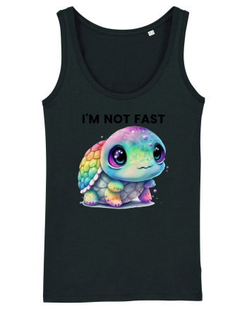 Broasca testoasa pictata in acuarela cu mesajul I'm not fast Black
