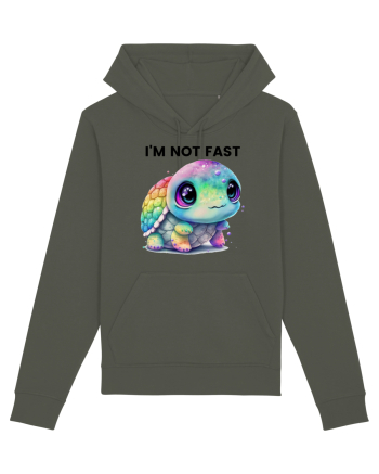 Broasca testoasa pictata in acuarela cu mesajul I'm not fast Khaki
