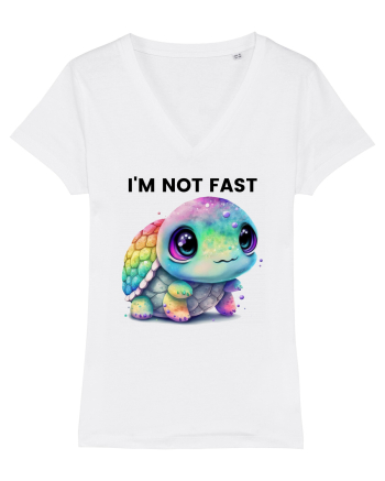 Broasca testoasa pictata in acuarela cu mesajul I'm not fast White