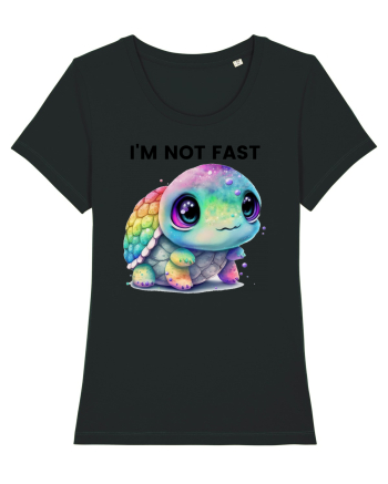 Broasca testoasa pictata in acuarela cu mesajul I'm not fast Black