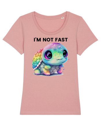 Broasca testoasa pictata in acuarela cu mesajul I'm not fast Canyon Pink