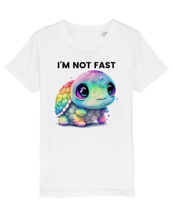 Broasca testoasa pictata in acuarela cu mesajul I'm not fast White