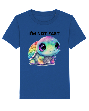 Broasca testoasa pictata in acuarela cu mesajul I'm not fast Majorelle Blue