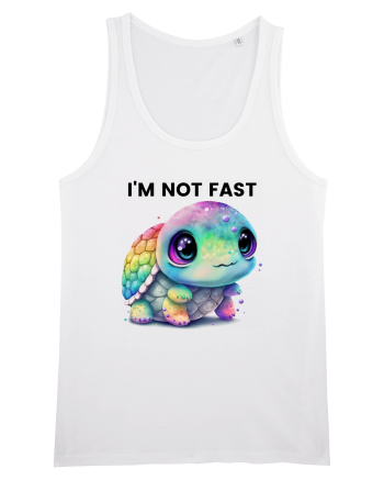 Broasca testoasa pictata in acuarela cu mesajul I'm not fast White