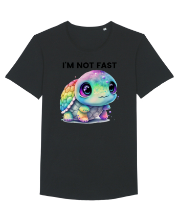 Broasca testoasa pictata in acuarela cu mesajul I'm not fast Black