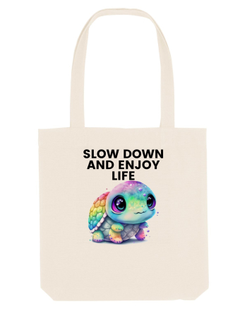 Broasca testoasa pictata in acuarela cu mesajul  Slow Down and Enjoy Life Natural