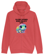 Broasca testoasa pictata in acuarela cu mesajul  Slow Down and Enjoy Life Hanorac cu fermoar Unisex Connector