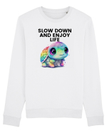 Broasca testoasa pictata in acuarela cu mesajul  Slow Down and Enjoy Life Bluză mânecă lungă Unisex Rise