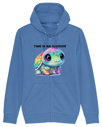 Broasca testoasa pictata in acuarela cu mesajul  Time is an Illusion Bright Blue