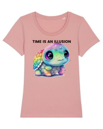 Broasca testoasa pictata in acuarela cu mesajul  Time is an Illusion Canyon Pink